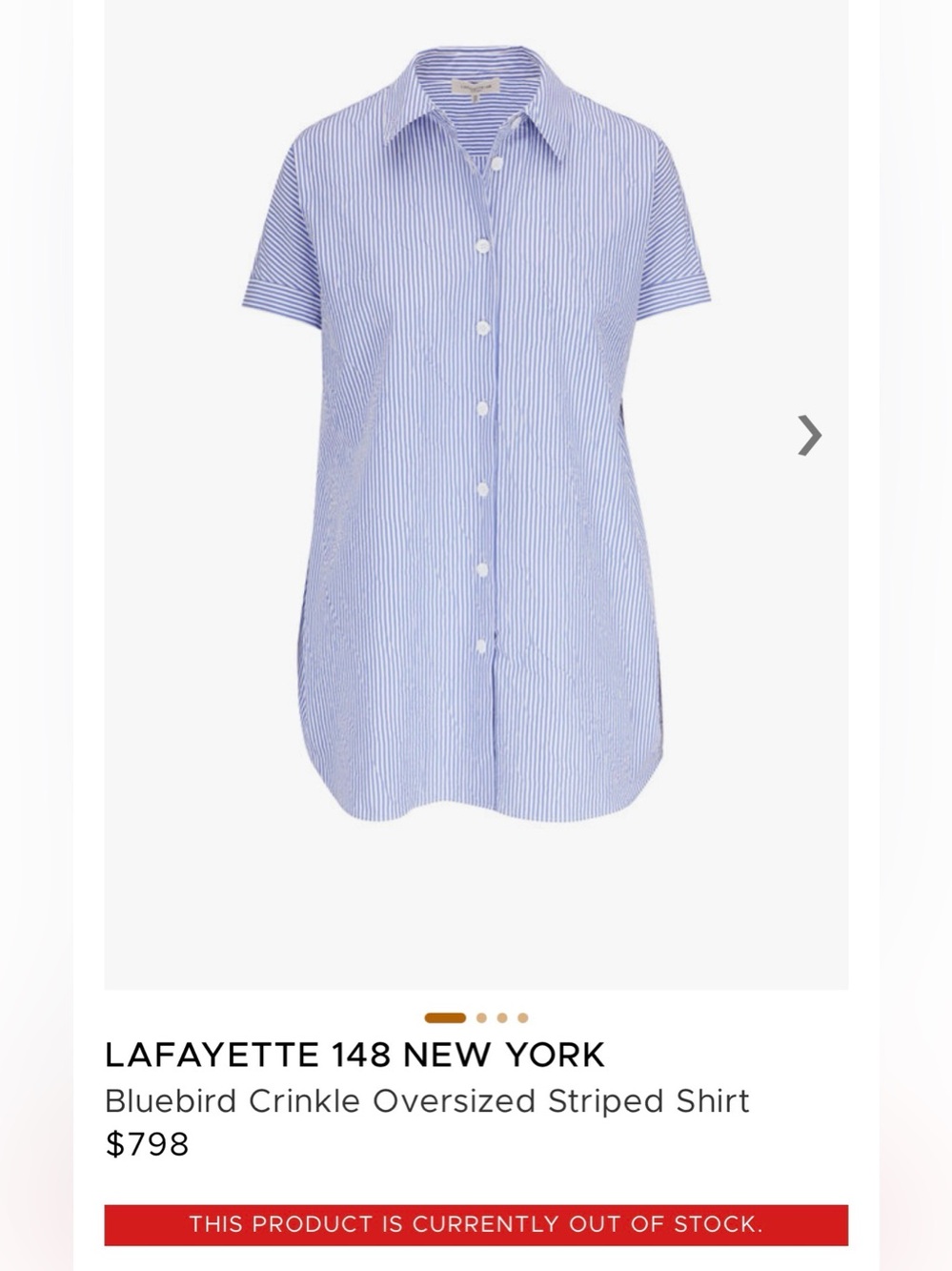 LAFAYETTE 148 Bluebird Crinkle Oversized Striped Shirt - Picture 13 of 13